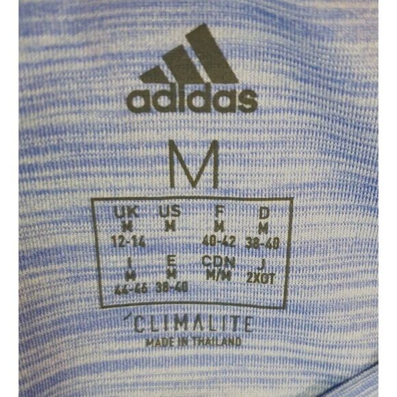 Adidas Womens Climalite Tee M Violet Ppl Striped V-Neck Athletic Sporty Tech - Picture 6 of 6